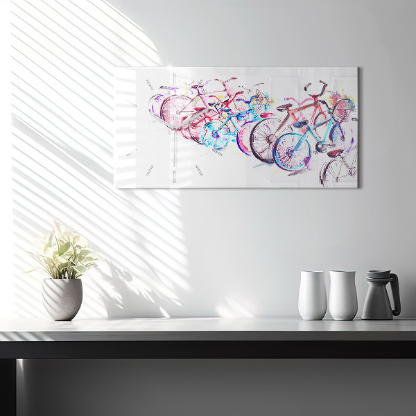 Horizontal wall clock Colorful City Bikes