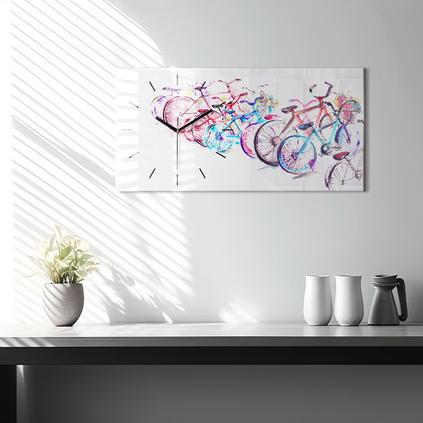 Horizontal wall clock Colorful City Bikes