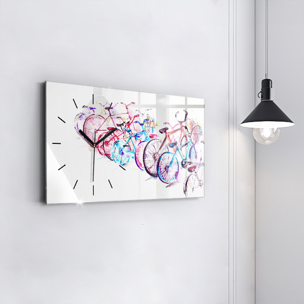 Horizontal wall clock Colorful City Bikes