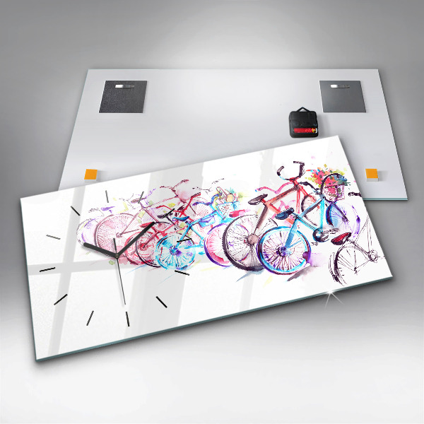 Horizontal wall clock Colorful City Bikes
