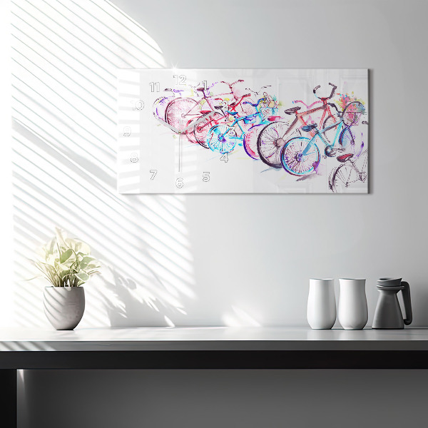 Horizontal wall clock Colorful City Bikes