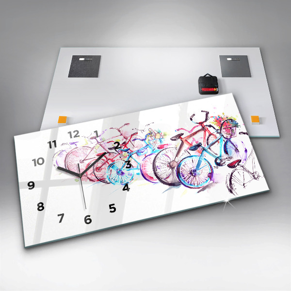 Horizontal wall clock Colorful City Bikes