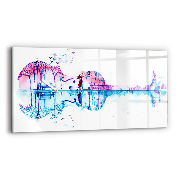 Horizontal wall clock Cello Park Lake