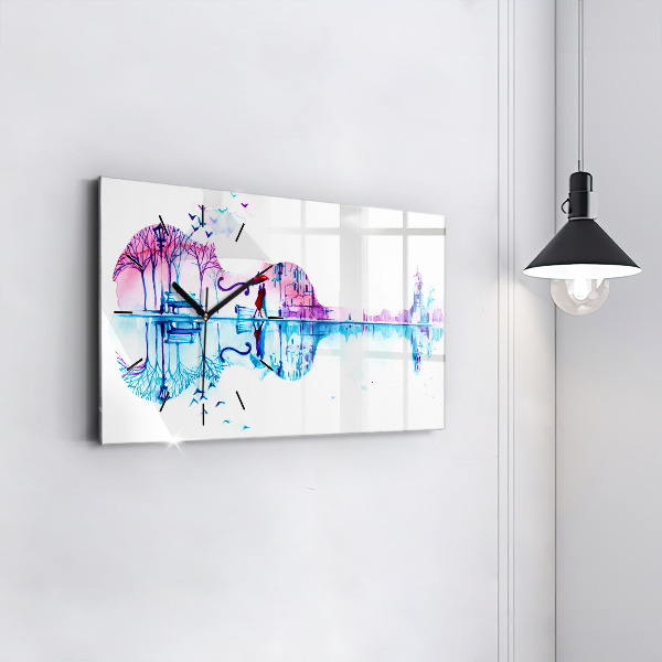 Horizontal wall clock Cello Park Lake