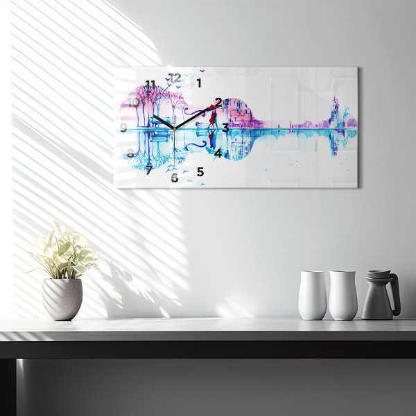 Horizontal wall clock Cello Park Lake