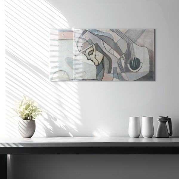 Horizontal wall clock Abstract painting