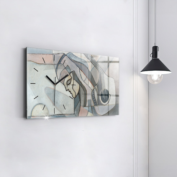 Horizontal wall clock Abstract painting