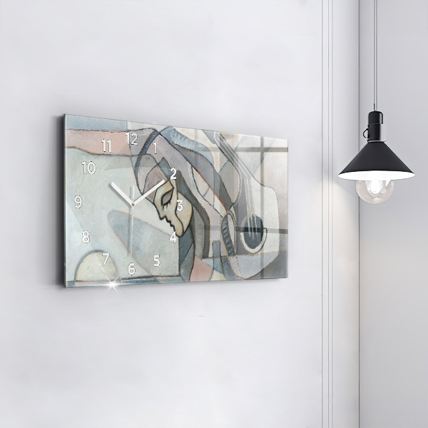 Horizontal wall clock Abstract painting