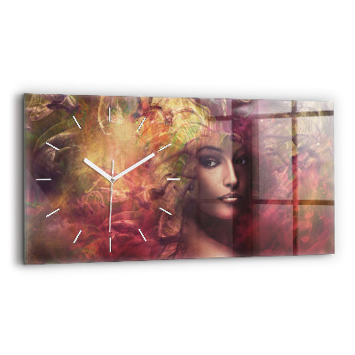 Horizontal wall clock Portrait of a woman