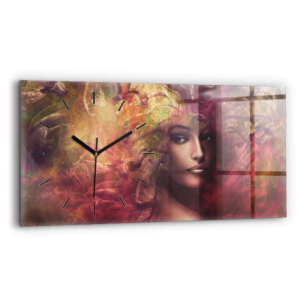 Horizontal wall clock Portrait of a woman