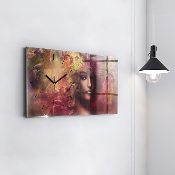Horizontal wall clock Portrait of a woman