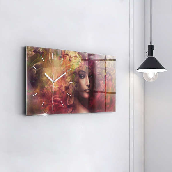 Horizontal wall clock Portrait of a woman