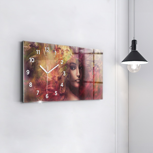 Horizontal wall clock Portrait of a woman