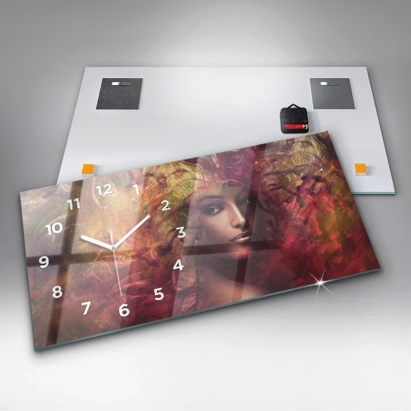 Horizontal wall clock Portrait of a woman