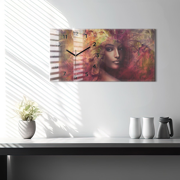 Horizontal wall clock Portrait of a woman