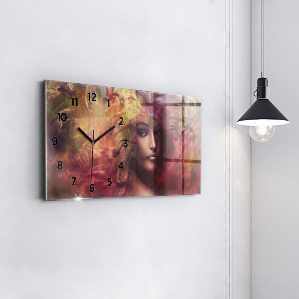 Horizontal wall clock Portrait of a woman