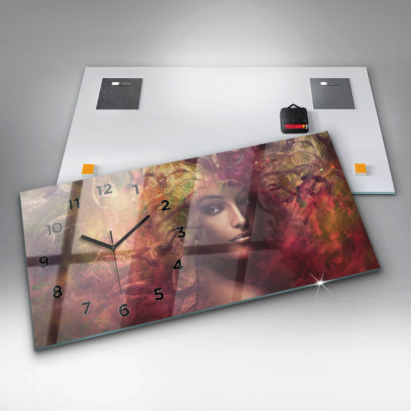 Horizontal wall clock Portrait of a woman