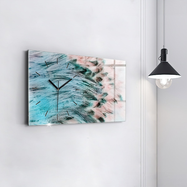 Horizontal wall clock Colorful feathers