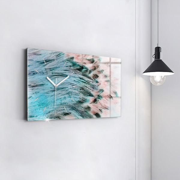 Horizontal wall clock Colorful feathers