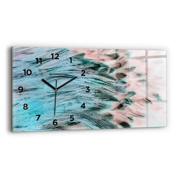 Horizontal wall clock Colorful feathers
