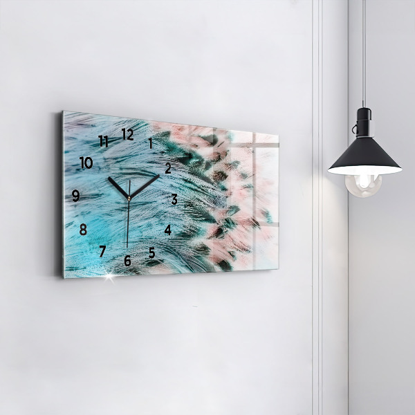 Horizontal wall clock Colorful feathers