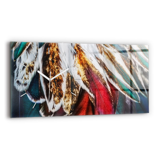 Horizontal wall clock Light brown bird feathers