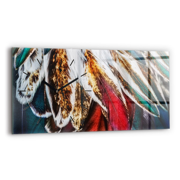 Horizontal wall clock Light brown bird feathers