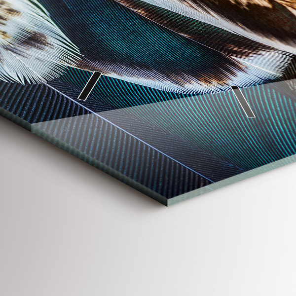 Horizontal wall clock Light brown bird feathers