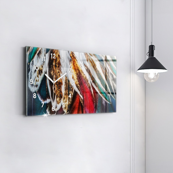Horizontal wall clock Light brown bird feathers