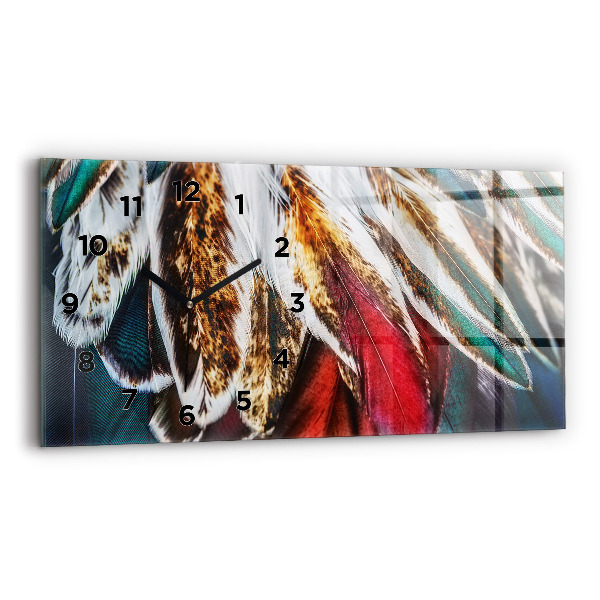 Horizontal wall clock Light brown bird feathers