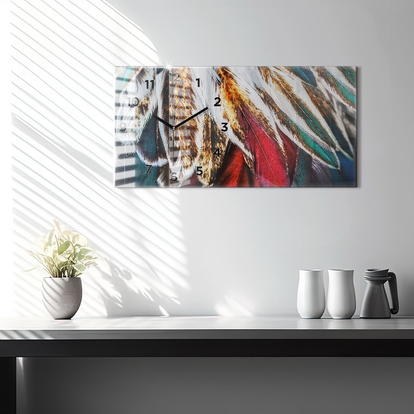 Horizontal wall clock Light brown bird feathers