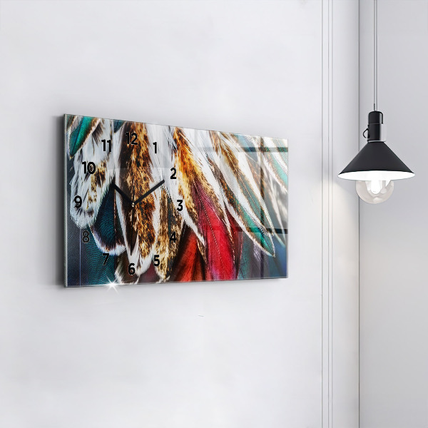 Horizontal wall clock Light brown bird feathers