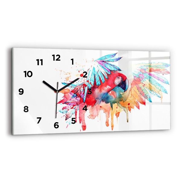 Horizontal wall clock Colorful red parrot
