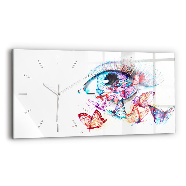 Horizontal wall clock Colorful Eye Butterflies