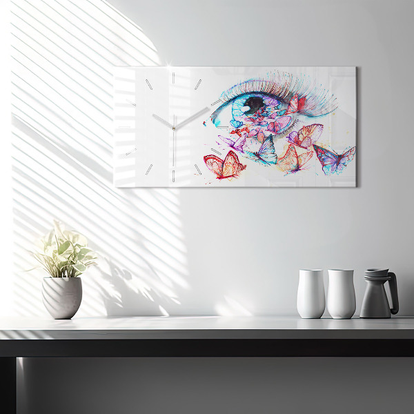 Horizontal wall clock Colorful Eye Butterflies