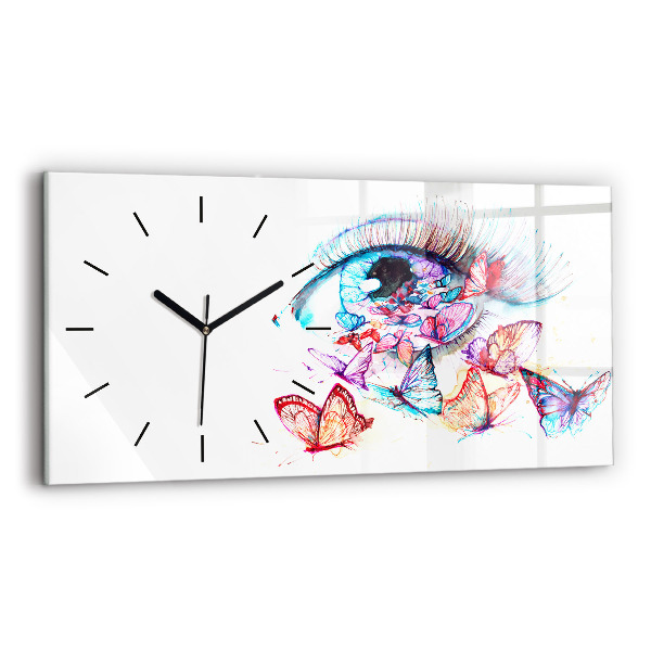 Horizontal wall clock Colorful Eye Butterflies