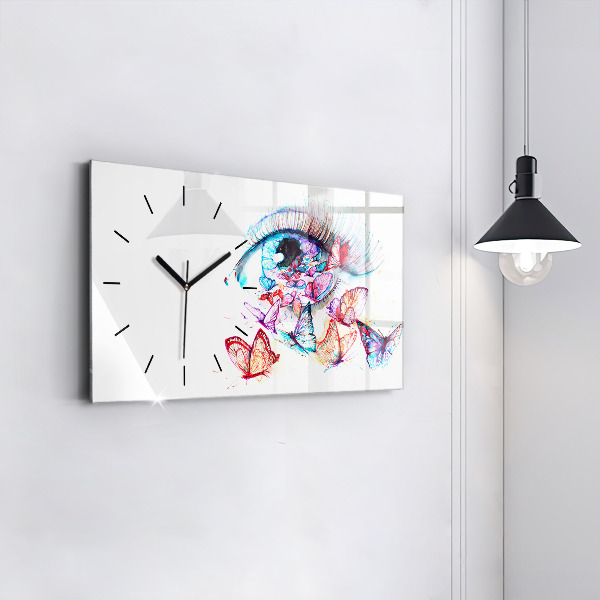 Horizontal wall clock Colorful Eye Butterflies
