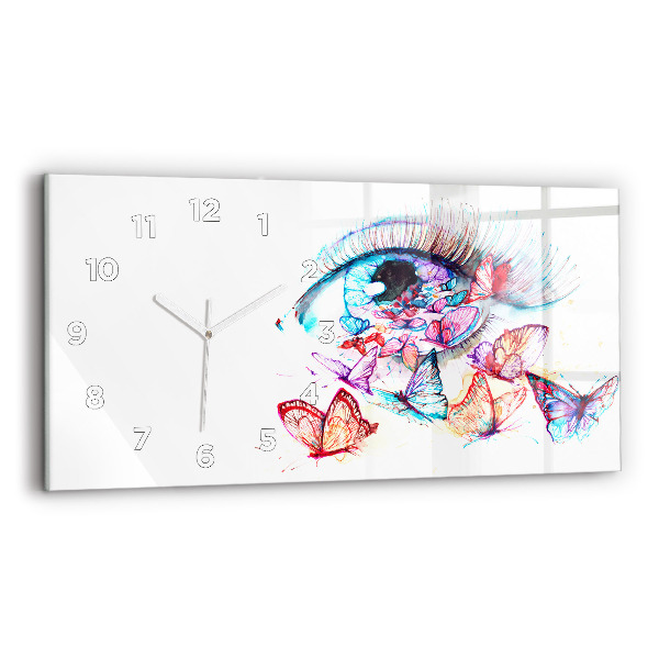 Horizontal wall clock Colorful Eye Butterflies