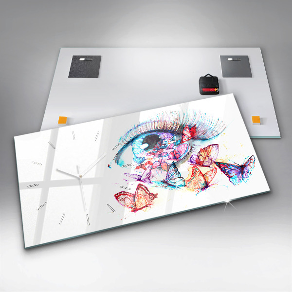 Horizontal wall clock Colorful Eye Butterflies