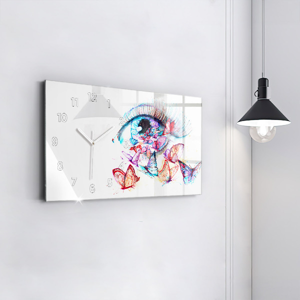 Horizontal wall clock Colorful Eye Butterflies
