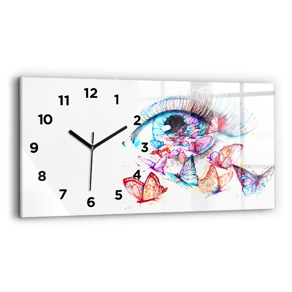 Horizontal wall clock Colorful Eye Butterflies