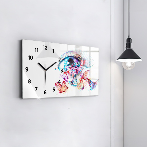 Horizontal wall clock Colorful Eye Butterflies