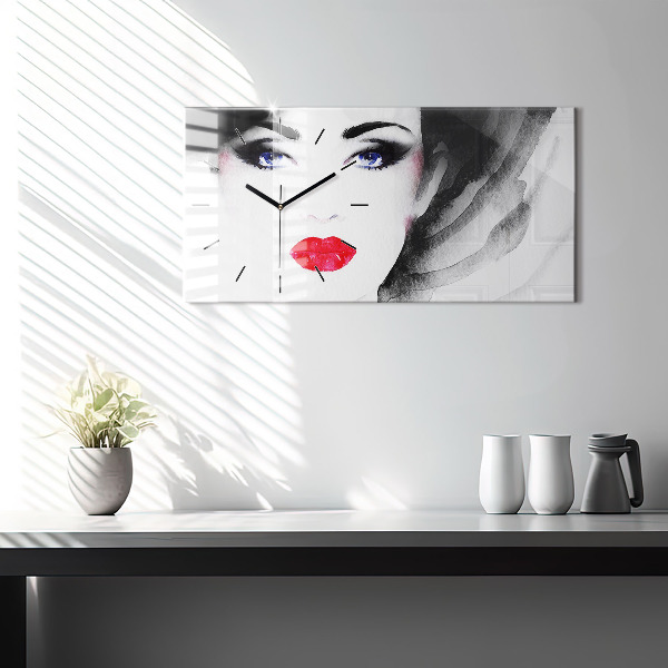 Horizontal wall clock Portrait of a woman