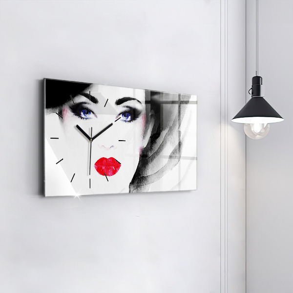 Horizontal wall clock Portrait of a woman