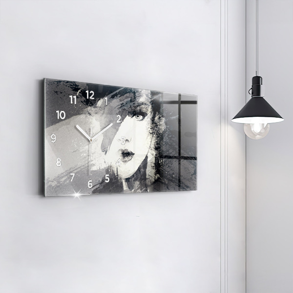 Horizontal wall clock Woman - watercolors