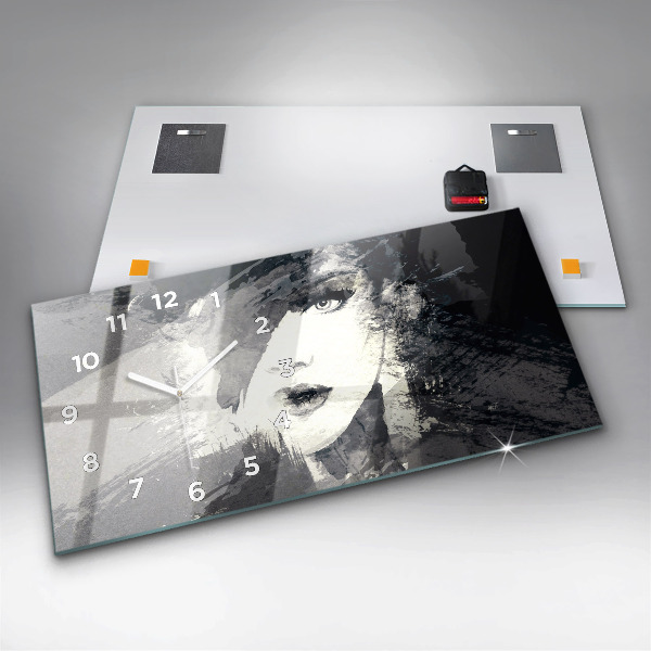 Horizontal wall clock Woman - watercolors