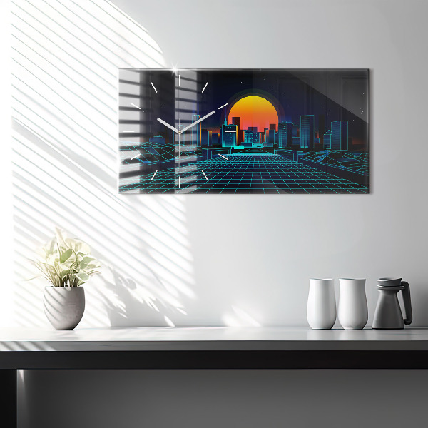 Horizontal wall clock Cyberspace City