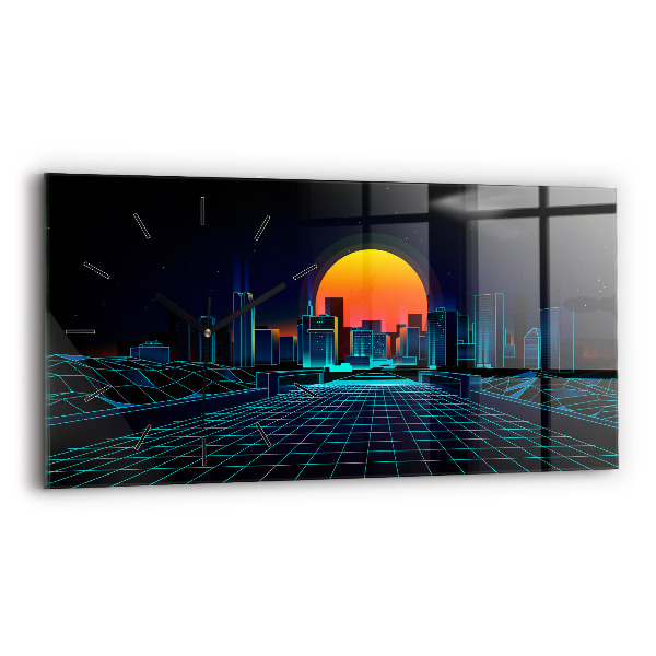 Horizontal wall clock Cyberspace City