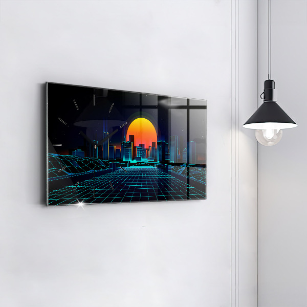Horizontal wall clock Cyberspace City