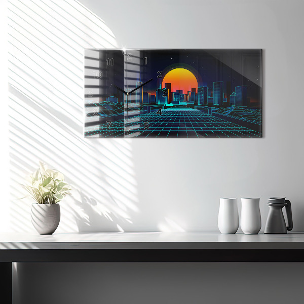 Horizontal wall clock Cyberspace City